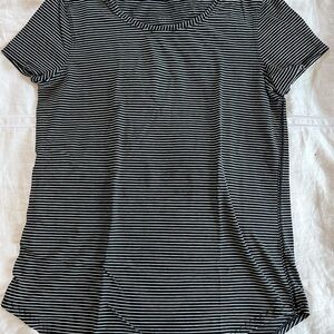 Black and White Striped Women's Top